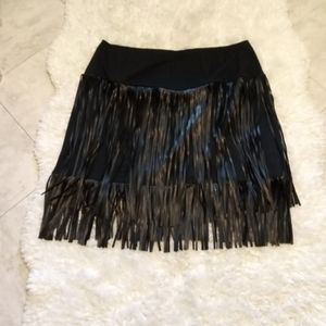 Fringe leather skirt